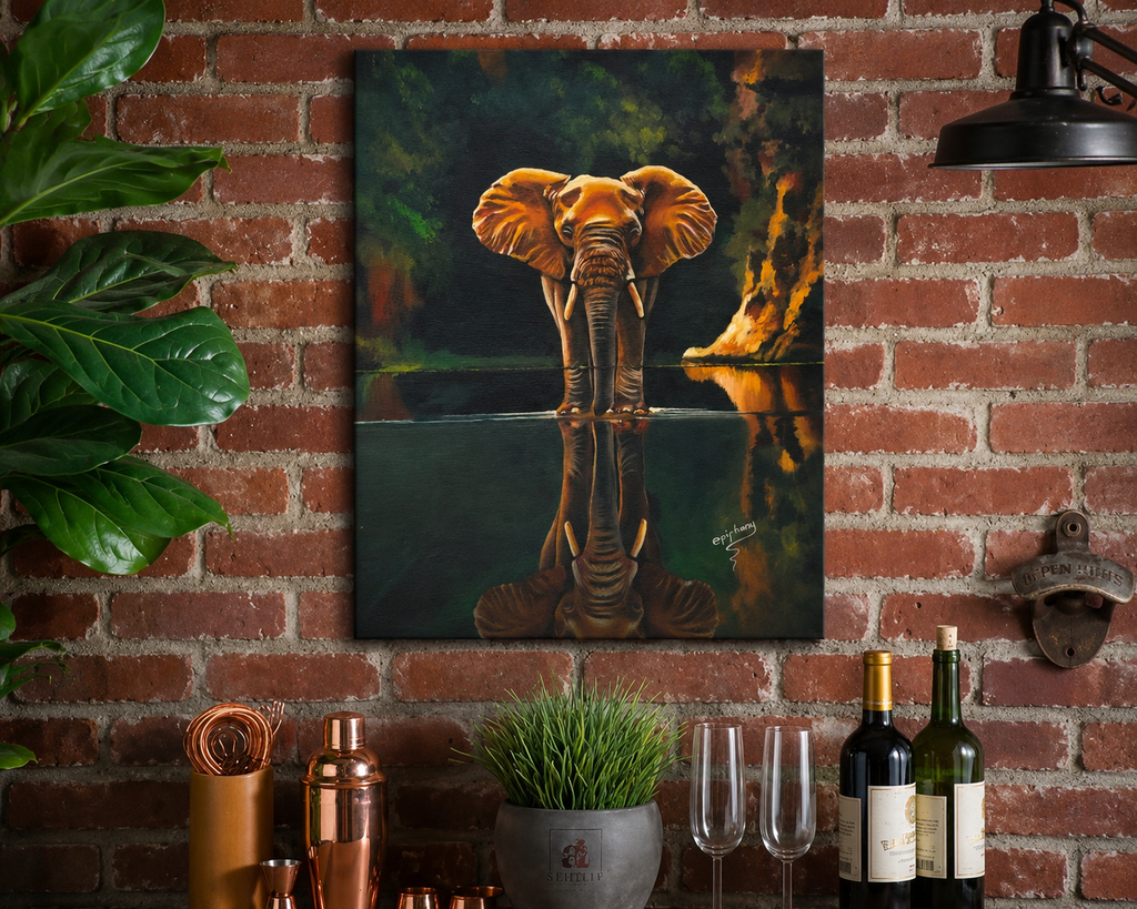 Golden Elephant, Original African Painting