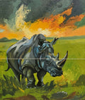 Strength of the Rhino, Original African Painting