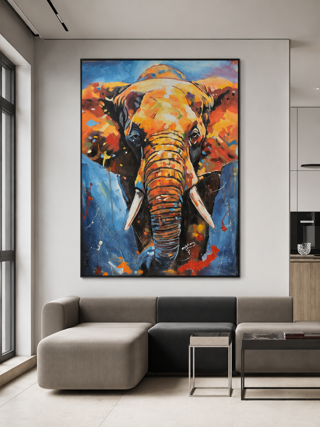 Fire of the Elephant, Original African Painting