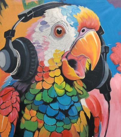 Rhythm of the Wild Parrot, Original African Painting