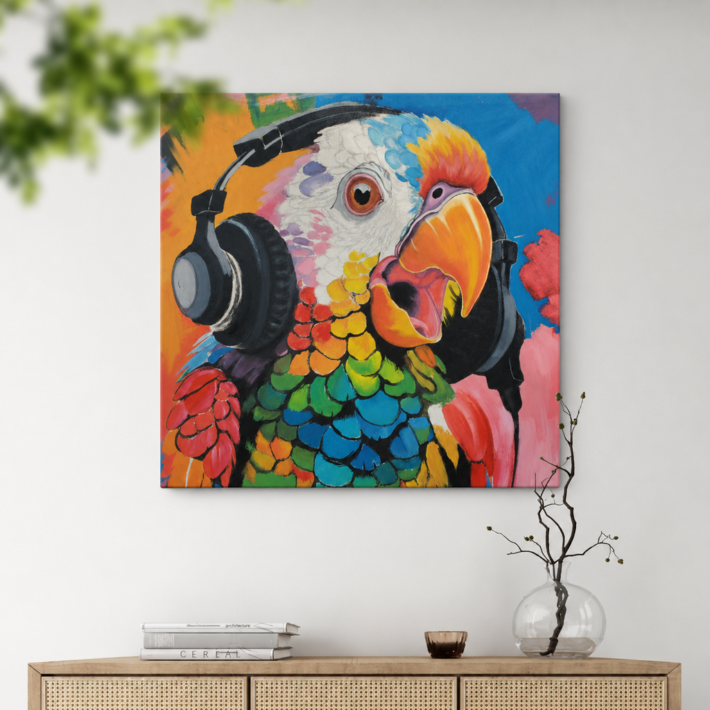 Rhythm of the Wild Parrot, Original African Painting